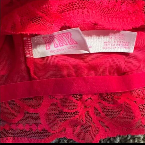 Victoria's Secret PINK Floral Lace Bra Bright Coral Bralette Medium (D-DD) NWOT - Picture 4 of 5